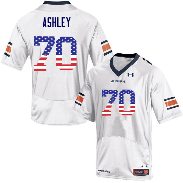Men's Auburn Tigers #70 Calvin Ashley USA Flag Fashion White College Stitched Football Jersey